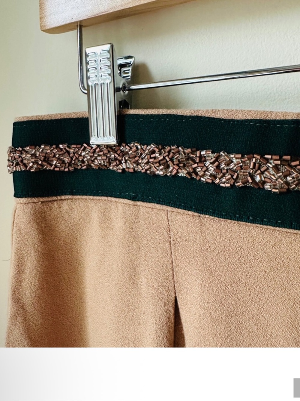 Wide-Leg Trousers with Decorative Waistband - Beige - Picture 3 of 4